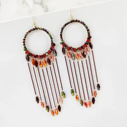 Dangle Earrings Extra Long Hollow Round Tassel Travel Decorative Ethnic Personality For Women