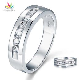 Peacock Star Round Cut Men's Bridal Wedding Band Solid 925 Sterling Silver Ring Jewellery CFR8057 Y0723245y