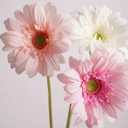 Decorative Flowers Wreaths 4Pcs Moisturising Gerbera Artificial Real Touch Flowers Wedding Design Bridal Bouquets Party Floral Home Decoration 231207