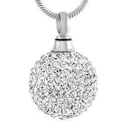 Clear Crystal Ball Stainless Steel Cremation Pendant Necklace Memory Funeral Ashes Keepsake Urn Necklace Jewelry286g