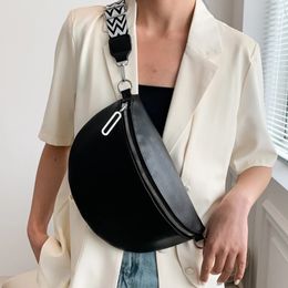 Waist Bags Fashion Fanny Pack Bum Bag Wide Jacquard Strap Ladies Handbags PU Leather Casual Solid Colour Chest Elegant Crossbody 231208