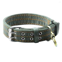 Dog Collars Army Green Collar Adjustable Double-Breasted Necklace Metal Buckle Double Row Safety Thickening For Medium Large Dogs