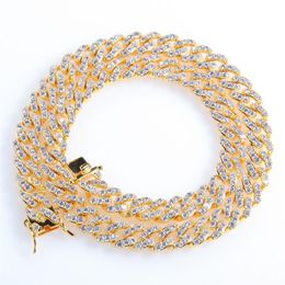 Iced Out Miami Cuban Link Chain Silver Mens Gold Chains Necklace Bracelet Fashion Hip Hop Jewelry 9MM299x