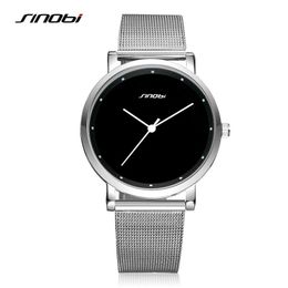 SINOBI Men Wrist Watches Fashion Simple Male Geneva Quartz Clock Stainless Steel Casual Watch Black Montres Hommes Drop 279S