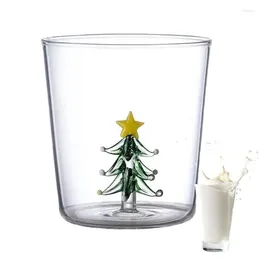 Wine Glasses Christmas Tree Glass Cup Cute Water Tea Reusable Drinkware High Borosilicate Milk For Xmas Home Decoration