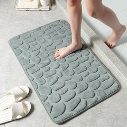 Carpets Bathroom Bath Mat Coral Velvet Non Slip Mats Floor Rug Water Absorbent Doormat 3D Cobblestone Embossed Foot Shower Room 231211