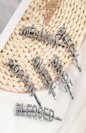 Chic word Hairpins Bobby pins Rhinestones paved gunblack name hair clips girls Crystal Bling Bridal Styling Tool Barrette6177808