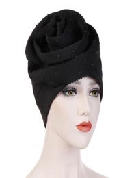 BeanieSkull Caps KepaHoo 2022 Flower Ceramics Search Edge Solid Colour Scarf Hat Cottonpadded Cap Hijab Turban Muslim Dress Heads1614013