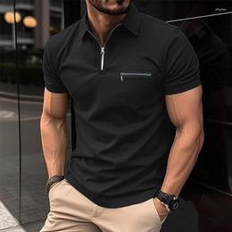 Men's Polos Summer Men Fashion Short Sleeved Polo Shirt T-Shirt Pure Color Breathable Office Top S-XXXL Clothing