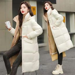 Women's Trench Coats Winter Cotton-padded Jacket 2023 Fashion Thicken Warm Parkas Coat Korean Hooded Loose Long Outerwear Female