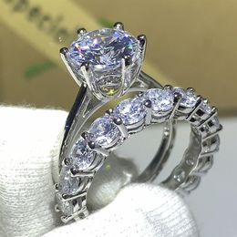 Choucong Victoria Wieck New 2019 Luxury Jewelry 925 Sterling Silver Round Cut White Topaz CZ Diamond Women Bridal Ring Set For Lov3083