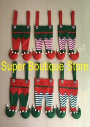 Good quality 6 styles mixed Christmas elf pants stocking elf candy bag Xmas stocking kids gift bag for whole19191006470