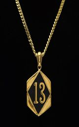 Mens Hip Hop Lucky Number 13 Celtic Gothic Pendant Necklace with 3mm 27inch Cuban Chain Necklace Fashion Jewellery Unisex9768502