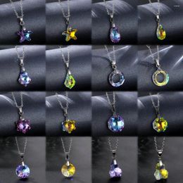 Pendant Necklaces 10Pcs/Lot Fashion Elegant Water Droplet Star Geometric Zircon For Women Mix Style Anniversary Jewelry Party Gifts