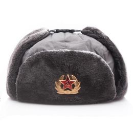 Soviet Union badge Lei Feng hat waterproof outdoor hats for men women Thickened ear protection Russian warm hat 23021046841326510