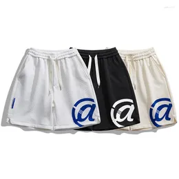 Men's Shorts Summer Drawstring Mens Cotton American Vintage Sports Male Niche Design Sense Loose Straight High Waist Men