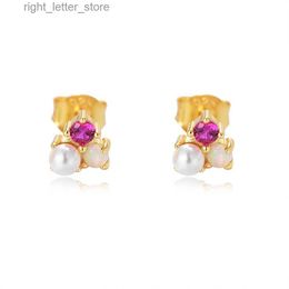 Stud Fulsun 925 Sterling Silver Jewellery Gold Plated Pearl Opal Zircon Stud for Wedding YQ231211