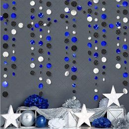 Party Decoration 13Ft Navy Blue Black Silver Space Birthday Circle Dots Garland Royal Polka Streamer Year Supplies