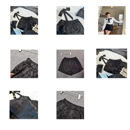 Two sets of pure girls comfortable summer small clear long sleeve shirt shirt shirt with tie print black shorts two-piece set trend wear Sweet dress Look younger