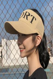 Spring Summer Outdoor Baseball Cap Sports Empty Top Letter Hat Breathable Eaves Knitted Girl Sun Hat6897975