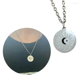 Chains Titaniums Steel Moon Star Necklace Circle Pendant Choker Fade Resistant Jewelry