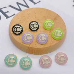 Luxury Brand Designers Letters Ear Stud Candy Colour Round Stainless Steel Geometric Famous Women Steel Seal Print High-Quality Ear220N