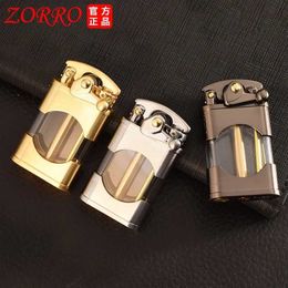 Zorro Retro Metal Old Rocker Transparent Tank Kerosene Lighter Creative New Model Grinding Wheel Men's Smoking Tool