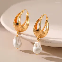 Hoop Earrings CCGOOD Shell Baroque Pearl Vintage18 K Gold Plated Fashion Designer Waterproof Jewelry Aretes Women