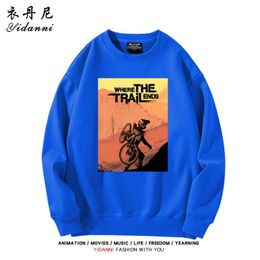 Wheel Endless Theme FR Speed Descent Cycling Suit Loose Sweater Men's Autumn/Winter Round Neck Coat Loose Plush Clothes