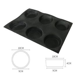 Bluedrop silicone bun bread form round shape baking sheet burgers mold non stick food grade mould kitchen tool 4 inch 6 caves Y200253S