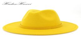 Simplicity Men Women Trend Wide Brim Warm Wool Felt Jazz Fedora Hats Retro Style Solid Colour Panama Hat Trilby Party Formal Hat T23885772