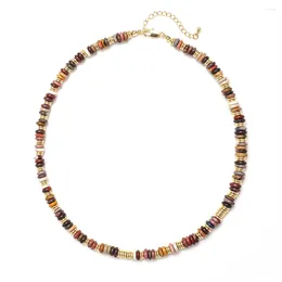 Choker ZMZY Design Style Coffee Colour Retro Sunset Beads Boho Handmade Stone Beaded Necklace Temperament Women