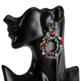 crystal drop earrings for women 2019 big Colourful statement earrings large rhinestone earings bold Fashion Jewellery238s