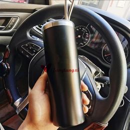 2023 New 500ml Mugs 304 Stainless Steel Tumblers Fashion Brand Coffee Mugs With Straw and Brush Set Thermos Cups1906