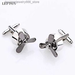 Cuff Links Hot Sale Propeller Airscrew Fan CuffLinks For Men Lepton Silver color Plane Fan Cufflinks Men Shirt Cuff links Relojes gemelos Q231211