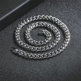 Chains Width 6 8mm Curb Cuban Link Chain Necklace For Men Women Punk Basic Stainless Steel Necklaces Silver Colour Choker Jewelry333d