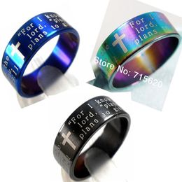 50pcs Jesus mix bible English Lords Prayer Stainless Steel Ring Whole Jewellery Lots Jeremiah 2911236H