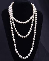 2021 fashion personality retro glass imitation pearl necklace women simple knotting multilayer long style a variety of colors to 1563504