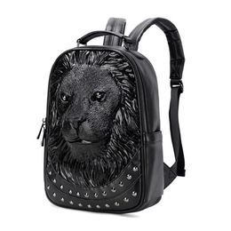 Backpack Casual 3D Lion Thick Leather Women For Female Daily Travel Fashion Women's Daypack Bag Girls Boys School Book Backpa294y