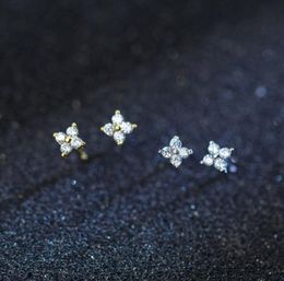925 sterling silver cz stone paved tiny flower girl stud earring for silver gold mini stud earring wedding gift LBD2824163