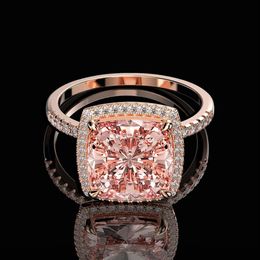 Cluster Rings OEVAS Luxury 100% 925 Sterling Silver Created Moissanite Morganite Gemstone Wedding Engagement Ring Fine Jewellery Who2694