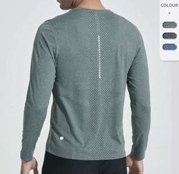 Lu Men Yoga Outfit Sports Long Sleeve T-shirt Mens Sport Style Shirts Training Fiess Clothes Elastic Quick Dry Sportwear Top fashion 23