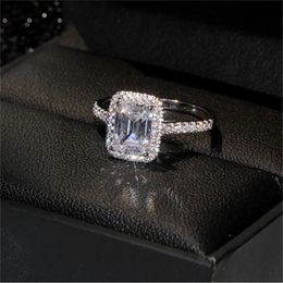 Emerald cut 2ct Lab Diamond Promise Ring Sets 925 sterling Silver Engagement Wedding Band Rings For Women Bridal Party Jewelry213d