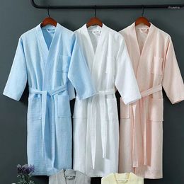 Men's Sleepwear Men Cotton Suck Water Towel Bath Robes Plus Size Long Kimono Waffle Bathrobe El Women Dressing Gown Summer Spa