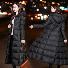 Women's Trench Coats Black Winter Jacket Women Long Thick Warm Parka Coat Fashion Slim Hoodies Cotton Padded