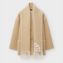 Women's Wool Blends Women's Wool Blends Spring And Winter Shawl Scarf Collar Single-breasted Solid Color Women Woolen Belt Coats Warm Jacket Loose Jacket 231212