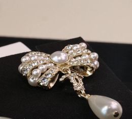 Top quality stud earring with diamond and white pearl for women wedding jewelry gift have box knot shape PS32192160485