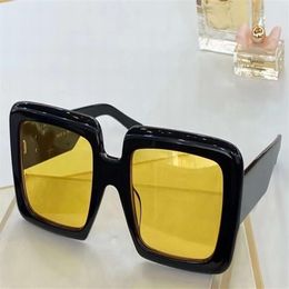 Óculos de sol quadrados oversized preto lente amarela 0783 sonnenbrille moda óculos de sol ao ar livre verão novo com box256f