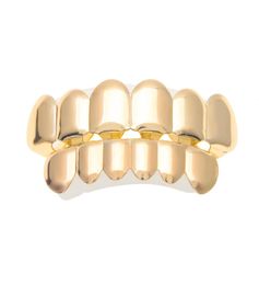 New Custom Fit 14k Gold Plated Hip Hop Teeth Grillz Caps Top Bottom Grill Set for Man3062206