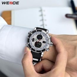 WEIDE Mens Top Luxury Brand Men Watches Quartz Watch Analogue Waterproof Sports Army Military Silicone Bracelet Wristwatch Clock233G